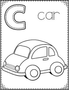 the letter c is for car coloring page