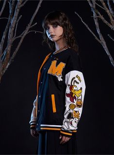 Her Universe Disney Halloween Split Girls Oversized Varsity Jacket Oversized Varsity Jacket, Disneyland Halloween, Disney Halloween Costumes, Her Universe, Disney Halloween, Hoodie Girl, Disney Cartoons, Cool Costumes, Halloween Outfits