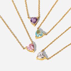 This Heart Shape Crystal Necklace in 18k gold-filled captivates with its romantic sparkle. Its delicate crystal heart pendant symbolizes love and affection, perfect for adding a touch of sentimentality to any look. Sparkle Gift, Crystal Heart Pendant, Heart Shaped Necklace, Diamond Gift, Minimal Jewelry, Stunning Necklace, Keep Jewelry, Colorful Heart, Gold Plated Chains