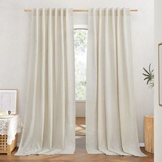 PRICES MAY VARY. Ready-Made: The package includes 2 panels of thick flax semi-sheer linen curtains, and each measures 55"W (110"W for pair), with a rod pocket and back tab design which is 2" inner Diam to fit most of the curtain rods. Luxury Linen: These superb linen curtains are made from 30% natural linen fabric which is much durable and draped. And feature the curtains with casual and vintage style for creating a more classic and relaxed home circumstance. Privacy Added: With using the thick Light Filtering Window Treatments, Natural Curtains, Sliding Door Curtains, Sheer Linen Curtains, Linen Drapes, Boho Curtains, Drape Panel, Curtain Texture, Sheer Drapes