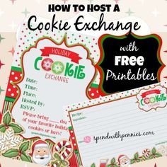 a cookie exchange with free printables for kids to use on christmas cookies and other holiday treats