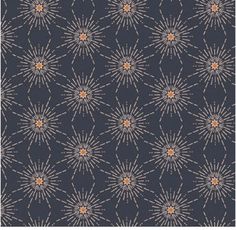 an abstract pattern with orange and white stars on a dark blue background, suitable for wallpaper or fabric