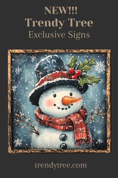 Enjoy the holiday nostalgia with our jolly vintage snowman wreath sign! Creating a wreath with our jolly snowman exclusive Trendy Tree sign sounds like a delightful project! #exclusive #exclusivesigns #jollysnowman #jolly #snowman #snowmansign #vintage #nostalgia #christmas #holiday Nostalgia Christmas, Tree Sign, Vintage Snowman, Vintage Nostalgia