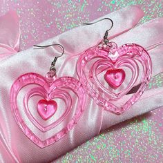 Y2K Pink Heart Earrings Add some kawaii vibes to any outfit with our Y2K Pink Heart Earrings. These earrings feature delicate pink hearts that will add a touch of cuteness to your look. Perfect for any occasion, these earrings are a must-have for any kawaii lover. Size: Standart Y2k Pink Fashion, Rouge Cosplay, Rose Y2k, Y2k Earrings, Pink Grunge, Pink Heart Earrings, Anime Lingerie, Kawaii Earrings, Crystal Cave