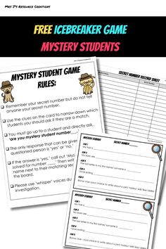 the mystery game for kids to play with their parents and friends is shown in this free icebreaker game