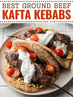 You'll love this healthy dinner idea! Filled with warm spices and flavors, these are the BEST Ground Beef Kafta Kebabs. Perfect with rice or as a pita sandwich! Save this beef kafta recipe and try this healthy meal for dinner!