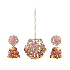 "INDIAN KUNDAN EARRINGS | Bollywood Bridal Wedding Gold Plated Pearls styleish Jewelry Set For Women,meenakari  Kundan Earrings Tikka Set This product is handmade & hence the product can be non-uniform & vary in color & texture. Color : PINK Gorgeous  Meena Kundan Gold Plated Earrings jewelry Set Earrings Size  = 4\" X 3\" (L X W) EXPEDITED DELIVERY (Chargeable) : Delivered 3 to 4 working days STANDARD DELIVERY (Free) : Delivered 8 to 10 working days" Bollywood Bridal, Kundan Earrings, Wedding Jewelry Sets, Gold Plated Earrings, Necklace Sizes, Pearl Jewelry, Wedding Bridal, Jewelry Set, Jewelry Sets