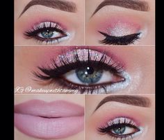 Rosa Make-up, Make Up Mata, Day Makeup Looks, Makeup For Blue Eyes, Eye Makeup Palette, Valentines Day Makeup, Glitter Eye Makeup, Beauty Make-up, Makijaż Smokey Eye