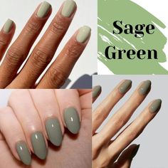 Fall Nail Colors Green, Nail Trends Fall 2022, Fall Sns Nails, Green Autumn Nails, Fall Nail Colors 2022, Fall Nails 2022 Color Trends, Sage Nails, L Nails, Fall Nail Inspo