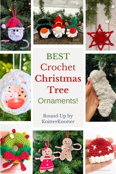 crochet christmas tree ornaments with text overlay