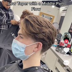 Middle Part Undercut Men Straight Hair, Middle Part With Undercut Men, Tapered Curtains Hair Men, Low Taper Fade Middle Part, Tapered Middle Part, Middle Part Flow With Low Taper, Low Taper Middle Part Flow, Medium Straight Hairstyles Men, Middle Part Haircut Men