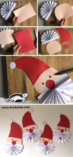 the instructions for how to make a paper santa clause