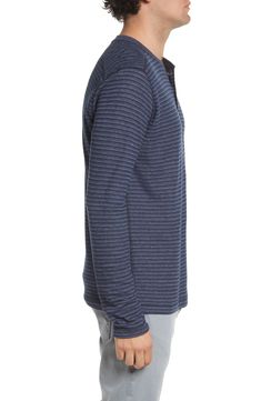 A softly ribbed knit mottled with yarn-dyed coloring keeps the vibe casual and comfortable in a henley made with soft cotton and an easy, relaxed feel. 27 1/2" length Crewneck Long sleeves 80% cotton, 20% polyester Machine wash, tumble dry Imported Casual Long Sleeve Ribbed Henley, Casual Ribbed Long Sleeve Henley, Casual Cotton Henley For Winter, Casual Henley For Winter Layering, Casual Winter Henley Shirt, Casual Winter Henley For Layering, Casual Ribbed Henley For Winter, Ribbed Cotton Long Sleeve Henley, Ribbed Long Sleeve Cotton Henley