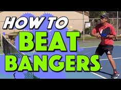 a man holding a tennis racquet on top of a tennis court with the words how to beat bangers