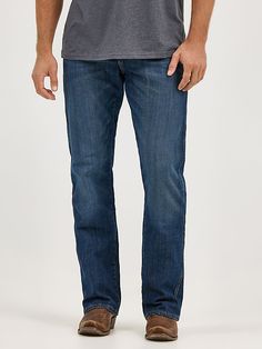 COMFORTABLE, CLASSIC, AND A LITTLE COUNTRY Wrangler® Retro® jeans are a modern take on our authentically Western jeans. Made for country rock stars, rodeo ropers, and those who just happen to have great taste, our men's retro bootcut jeans are a versatile style made to suit any occasion. They offer a comfortable mid rise, relaxed fit through the seat and thigh, and a leg opening that fits perfectly over your favorite pair of boots. Speaking to our Western heritage with a modern sensibility, our Western Jeans Wrangler, Mens Wrangler Jeans Outfit, Ariat Jeans Men, Mens Boot Cut Jeans, Wrangler Texas Jeans, Wrangler Cowboy Cut Jeans, Men’s Wrangler Jeans, Western Jeans, Retro Jeans