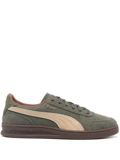 olive green beige suede front lace-up fastening branded heel counter Formstrip logo logo-debossed tongue perforated toebox round toe branded insole contrasting rubber sole Summer Shoe, Formal Loafers, Planet People, Sneakers Puma, Puma Suede, Green Beige, Suede Sneakers, Suede Shoes, Leather Accessories