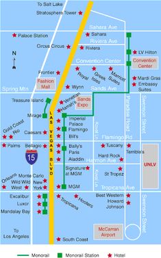 a map showing the location of several hotels