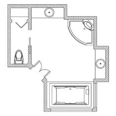 the floor plan for a small bathroom