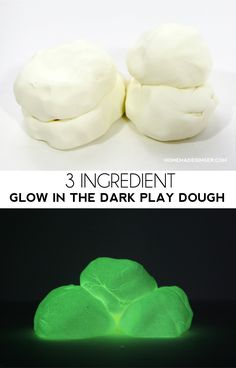 glow in the dark play dough recipe for kids to make and use with marshmallows