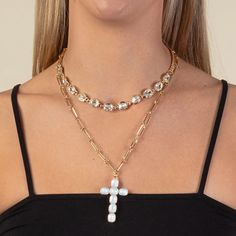 The Layered Cross Necklace is a stunning accessory that adds a touch of elegance and faith to any outfit. Its intricate design and sparkling crystal charms will surely catch the eye of anyone who sees it. Elevate your style and showcase your devotion with this must-have piece of jewelry. Rhinestone Accents Longest Chain - 24" in Length Warning: Lighting and screen resolutions may vary. Layered Cross Necklace, Crystal Charm, Layered Necklace, Sparkling Crystal, Intricate Design, Wholesale Fashion, The Eye, Dress With Boots, Layered Necklaces