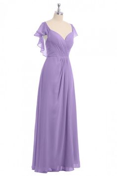 a bridesmaid's dress on a mannequin dummy, in purple