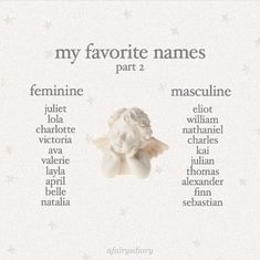 the names of my favorite names part 2, feminine, male and female - click to enlarge