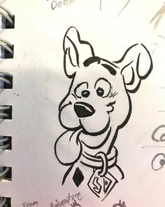 a drawing of a dog with a name tag on it's chest and nose