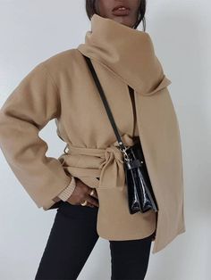 Faux Shearling Coat, Long Overcoat, Fluffy Coat, French Girl Style, Wool Blend Jacket, Tapered Trousers, Belted Jacket, French Women, Oversized Coat