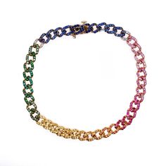 Luxury Multicolor Gold Bracelet, Luxury Multicolor Gold Bracelet As Gift, Luxury Multicolor Gold Bracelet As A Gift, Luxury Multicolor Gold Bracelet For Gift, Luxury Oval Link Curb Chain Bracelet, Multicolor 14k Gold Bracelet, Elegant Multicolor Jewelry With Chain, Multicolor 14k Gold Jubilee Bracelet, Luxury Multicolor Diamond Bracelets