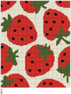 a cross stitch pattern with red strawberries