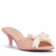 Refined candy rose leather sandal with a kitten heel. The elegant pastel pink leather slide features a satin bow, a cushioned insole for comfort and a non-marking pink leather sole. This comfortable sexy, fun and dressy style- thanks to a 6mm memory foam insole - will complement jeans, pants, trousers, skirts and dresses alike! Perfect for a garden party, date night, a wedding, or to elevate your work or evening outfit. Going to a wedding? This elegant style is guaranteed to turn heads! 1. 8" he Wolf And Badger, Black Hoops Earrings, Medium Hoop Earrings, Wedding Bridal Party, Dressy Fashion, Wedding Sandals, Evening Wedding, Evening Outfits, Shoe Closet