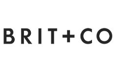 the words britt + co are in black and white letters on a white background