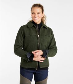 Women's Maine Guide Zip Front Jac-Shirt with Primaloft | Sweaters & Sweatshirts at L.L.Bean Wool Outerwear For Outdoor Activities In Fall, Wool Outerwear For Fall Outdoor Activities, Fall Outdoor Merino Wool Outerwear, Hiking Jacket, Wool Cape, Hunting Clothes, Hunting Shirts, Outerwear Vest, Womens Fleece