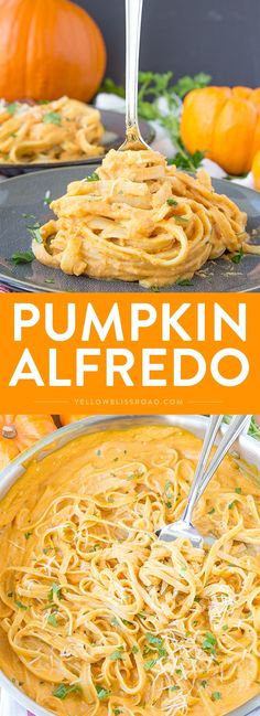 pumpkin alfredo is an easy and delicious dinner that's ready in under 30 minutes