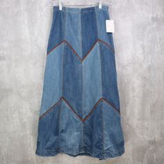 Free People Maxi Skirt Women's Size 6 Blue Bliss Made Patchwork Denim Chevron Size: Women's 6 Measurements: Waist: 27" Length: 37" Condition: New With Tags Denim Skirt For Fall In Blue, Blue Denim Skirt For Fall, Fall Blue Denim Skirt, Blue Patchwork Skirt For Fall, Blue Straight Leg Skirt For Fall, Vintage Blue Denim Skirt, Retro Blue Cotton Denim Skirt, Blue Bohemian Denim Skirt, Vintage High Rise Blue Skirt