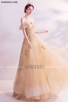 Spring A-line Dress With Sweep Train, Spring A-line Evening Dress With Sweep Train, Gold A-line Dress For Prom Season, Spring A-line Fitted Ball Gown, Beige A-line Dress For Banquet, Gold Tulle, Wedding Store, For Wedding Dress, Wedding Rentals