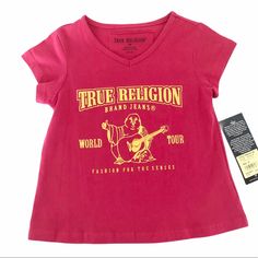 Brand New With Original Tags Attached, Little Girl’s V-Neck T-Shirt. Very Cute T-Shirt, Good Quality, No Flaws. I Originally Purchased This At The Store For My Daughter, But She Never Got A Chance To Wear It, And Now It’s Too Small For Her. Color: Fuschia True Religion Shirt, I Love Shirt, Baby Tie, At The Store, Retro Tee, For My Daughter, Boy Tees, Cute Tshirts, Boys T Shirts