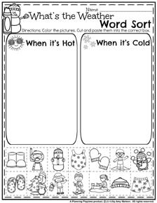 a printable worksheet for the weather word sort