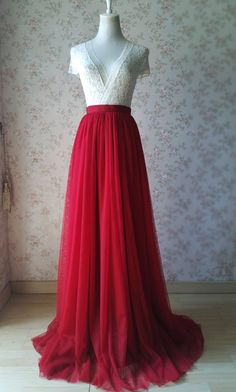 Feature:       - Full soft and comfortable tulle fabric  - Romantic details with the waist part  - Classic style / Simple Chic  - Made to order, You can also leave your measurements to us (what inches in waist, hip and length)       * Material: 100% top quality light tulle     * Color:  - Dark Red as picture showed, No. 38, which is just one of most popular colors in wedding.  - All colors are available on the color chart.     * Quantity:  made to order     * Length: We offered many Length optio Maxi Tulle Skirt Outfit, Tulle Skirt Outfit, Dark Red Wedding, Maxi Tulle Skirt, Tulle Skirt Bridesmaid, Bridesmaid Skirt, Red Tulle Skirt, Bridesmaid Tulle, Tulle Skirts Outfit