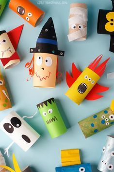 paper crafts made to look like different characters