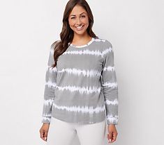 Take on the tie-dye trend in something subtle: this French terry sweatshirt that's low-key cool yet big on comfort.  Best of all, there's no dyed fingertips or pungent vinegar smell here -- just an already-done-for-you design that's monochromatic for easy layering, mixing, and matching.  Don't you just love it when getting dressed is joyfully simple? From Denim & Co.® Fashions. Acid Wash Tops For Fall Loungewear, Dyed Fingertips, Spring Tie Dye Relaxed Fit Sweatshirt, Tie Dye Sweatshirt For Spring, Tie Dye Long Sleeve Sweatshirt For Spring, Tie-dye Long Sleeve Sweatshirt For Spring, Long Sleeve Tie Dye Sweatshirt For Spring, Fall Tie Dye Soft-washed Tops, Comfortable Acid Wash Top For Loungewear