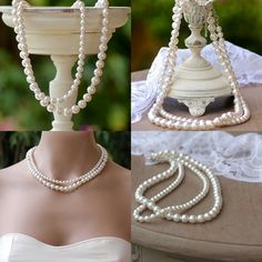 #weddings #jewelry #necklaces #weddingbride #weddingnecklace #bridalnecklace #pearlnecklace #bridesmaidnecklace #bridaljewelry #weddingjewelry #swarovskipearls #pearlbridaljewelry #classicbride #ivorypearljewelry #whitepearljewelry #collierdeperles Elegant Double Strand Necklace For Weddings, Classic Double Strand Wedding Necklaces, Double Strand Pearl Chain For Wedding, Double Strand Pearl Chain Jewelry For Weddings, Elegant Single Strand Bridal Necklace For Wedding, Double Strand Pearl Drop Jewelry For Wedding, White Double Strand Pearl Necklace For Wedding, Double Strand Pearl Drop Necklace For Weddings, Pearl White Double Strand Necklace For Wedding