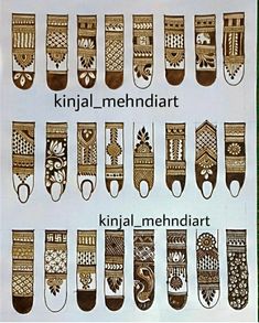 a poster with different designs on it that says kinjal - mehnart