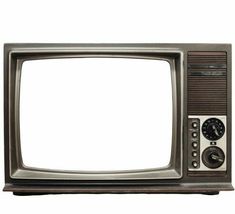 an old fashioned television set with no signal on it's screen and two dials