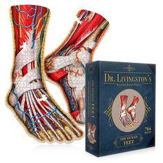 a book with an image of a human foot and the front cover is open to show it's muscles