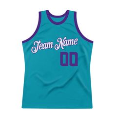 Represent your distinct look with this custom basketball jersey from our web. It boasts stitched tackle twill name & number and classic trims along with moisture-wicking technology for added comfort. Features: 1. Material: 100% Recycled Polyester 2. Embroidered team or player name and numbers 3. Fit: Jerseys have an athletic cut. For a looser fit, we recommend ordering one size larger than you normally wear 4. Moisture-wicking fabric has spongy handle, good draping property and elasticity as wel Purple Basketball, Custom Basketball Jersey, Jersey Uniform, Logo Wear, Blue Football, Custom Basketball, Purple Teal, Team Name, Name Logo