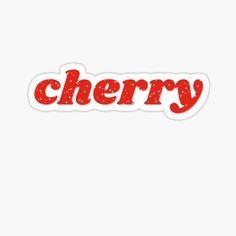 the word cherry on a white background sticker