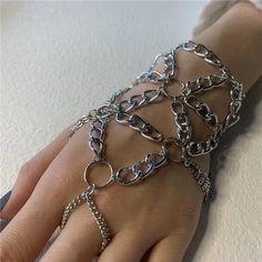 -Item Trendy Layered Slave Bracelet With Ring(1 Pc) -Material Electroplated Alloy Chain -Adjustable Range Of Wrist 5.9 Inch-8.66 Inch -Great Gift Vintage Finger Chain Link Bracelet, Stylish And Chic, It's A Good Choice For Halloween, Wedding, Cosplay Party, Christmas, Themed Party, Thanksgiving Or Graduation -Satisfaction Guarantee 100percent Brand New And 90 Days Money Back Guarantee -Chain Type: Braided Chain -Unit Count: 1.0 Jewelry Maintenanceplease Wipe The Accessory Clean Soft Cloth;Please Christmas Themed Party, Jewelry Accessories Silver, Bracelet With Ring, Gothic Bracelet, Festival Costume, Chainmail Jewelry, Chain Maille Jewelry, Gothic Metal, Goth Jewelry