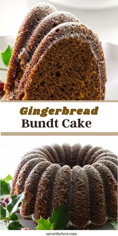 the bundt cake has been sliced and is ready to be eaten