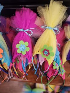 there are many colorful hair accessories on display